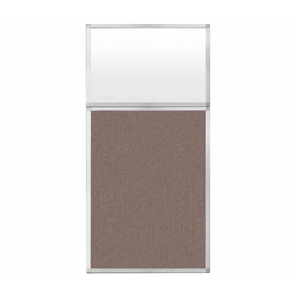 Hush Panel Configurable Cubicle Partition 3' x 6' W/ Window Latte Fabric Frosted Window